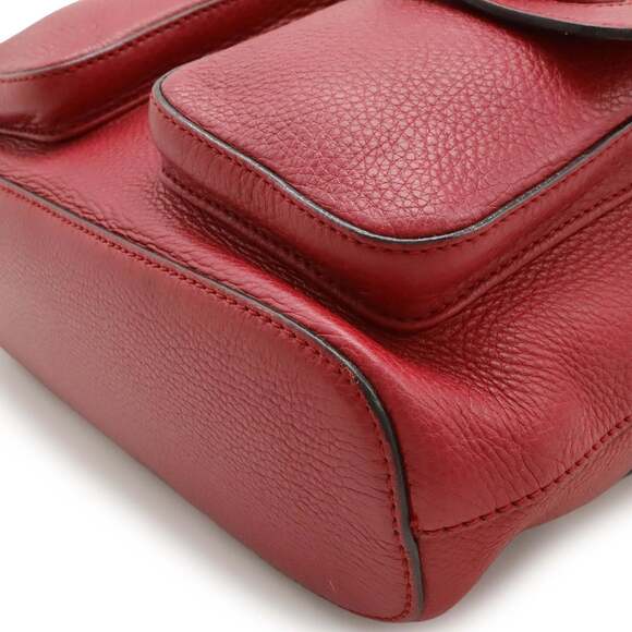 GUCCI Authentic Red Leather Bamboo Shoulder Bag - Picture 4 of 10